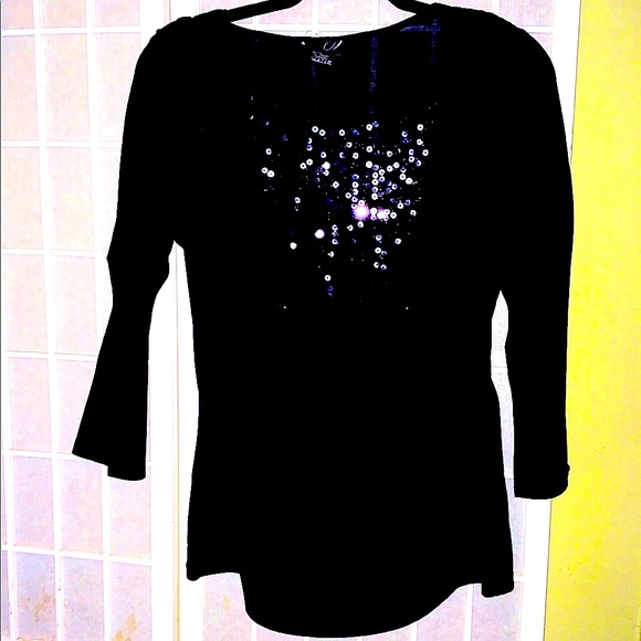 Black Sequin Cowl  Top Questions by say what  M - Picture 2 of 8